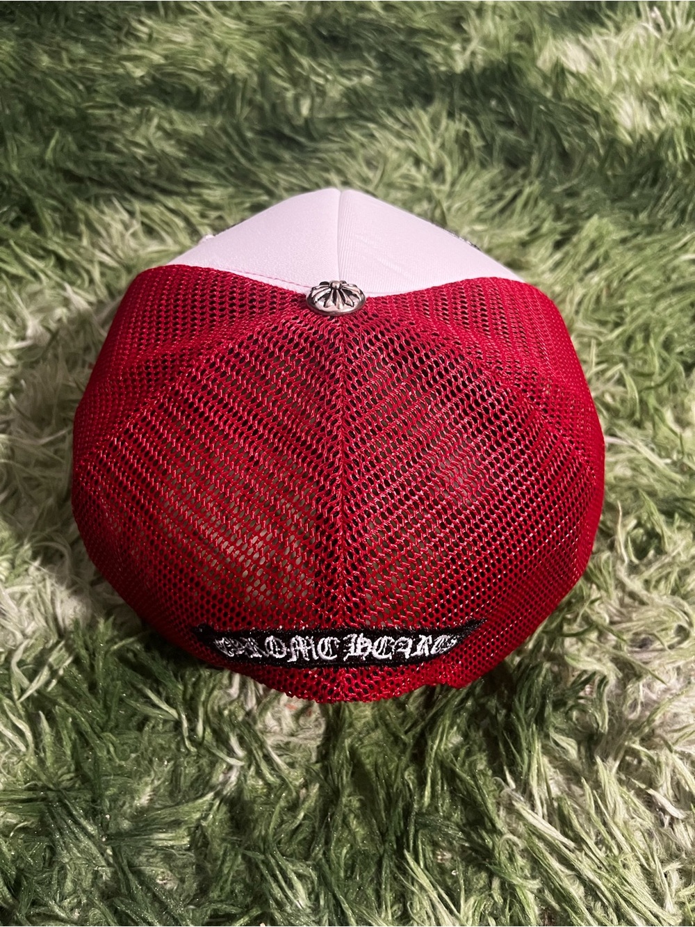 Chrome Hearts Red and White Mesh Logo Trucker Cap - Picture 2 of 3